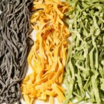 Fresh squid ink, and spinach fettuccine