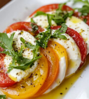 Caprese garnished with rocket salad