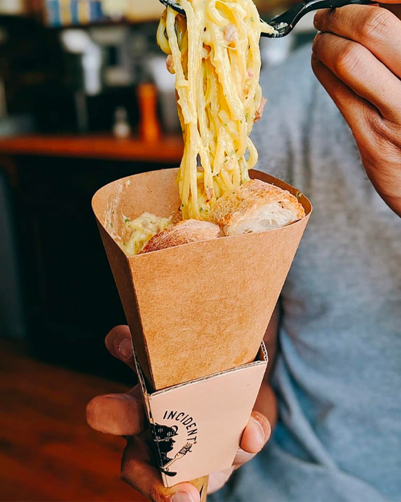 Side shot of a spaghetti cone