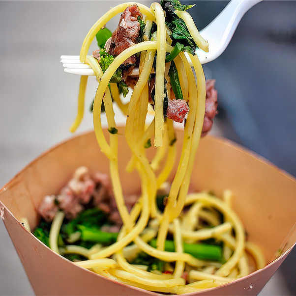 Carbonara spaghetti cone