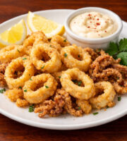 Battered Calamari with fried Capers